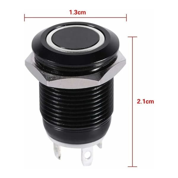 Momentan trykknapp LED trykknappbryter 12mm strømbryter vanntett bilstrømbryter låsebryter (hvit)