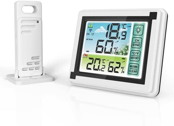 Værstasjon Innendørs Utendørs Trådløst Digitalt Termometer Hygrometer Temperaturmåler Luftfuktighetsmonitor Værklokke Hygrometer