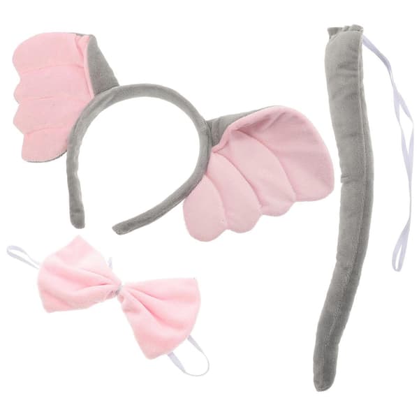 1 Set Elephant Cosplay Accessories Elephant Ears Headband Tail with Bow Tie Animal Costume Accessories