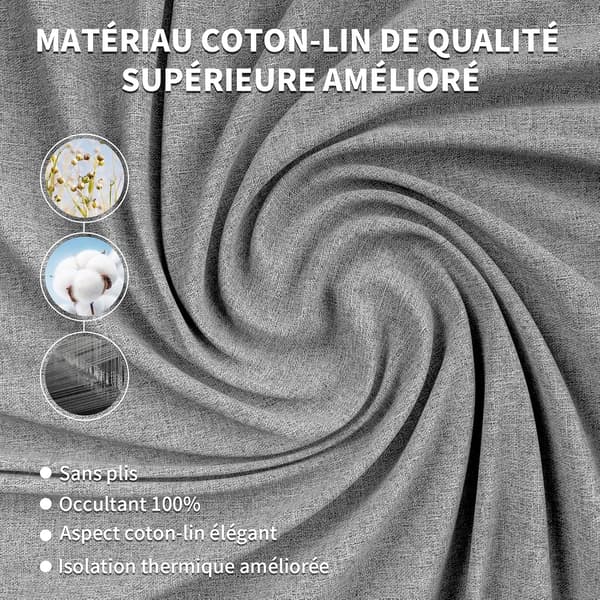 Blackout Blind, Linen Window Blind, 100 x 150 cm, Thermal Blackout Fabric, Cuttable, Protective
