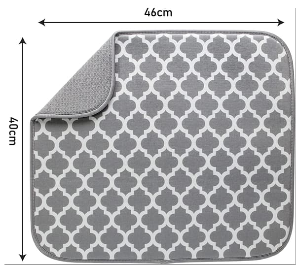 Opvaskemåtter til køkken Superabsorberende opvaskemåtte til køkkenbordplade Bordplade 40 cm x 46 cm 2-pak Grå