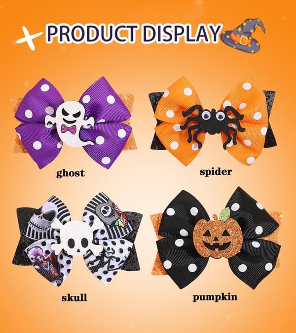4 kpl Halloween-hiusklipsejä, Halloween-hiusklipsit hämähäkinverkolla