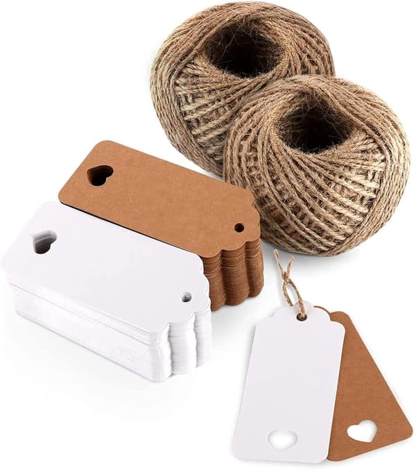 100 stk Kraftpapirlapper med gavelapper for bryllup julefestdekorasjon
