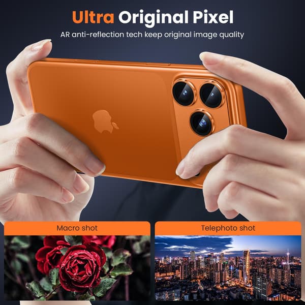 wxsp Mat kamerabeskyttelse til iPhone 17 Pro, metalplade, 9H hårdhed, ridsefast, boblefri, HD klar, kamerabeskyttelse, glas,