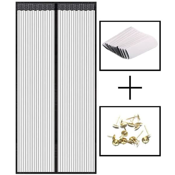Myggesikkert dørgardin - velcro-montering, ingen boring nødvendig (120x210cm) Sort