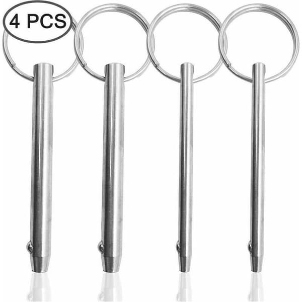 Sæt med 4 quick release stifter, 8 mm og 6,3 mm diameter, 76 mm total længde, udelukkende fremstillet af 316 rustfrit stål, af DEBUNS