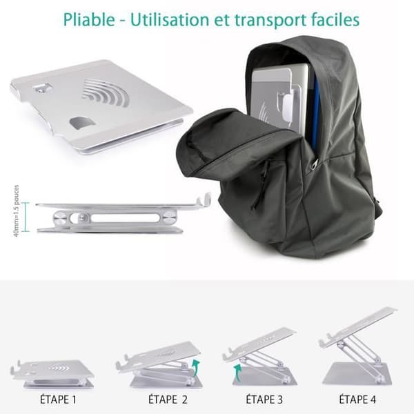 Laptopstativ - Justerbart - Ventileret - Aluminium