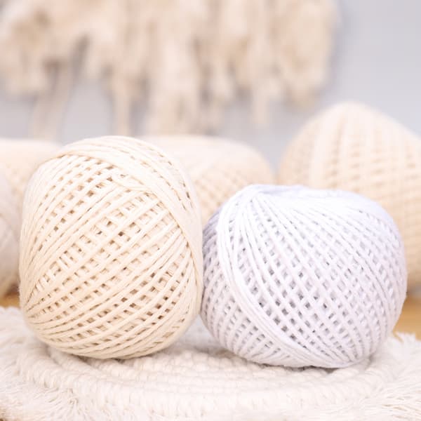 Bohemisk vind flätad gobeläng rep beige vit bomullsgarn rep