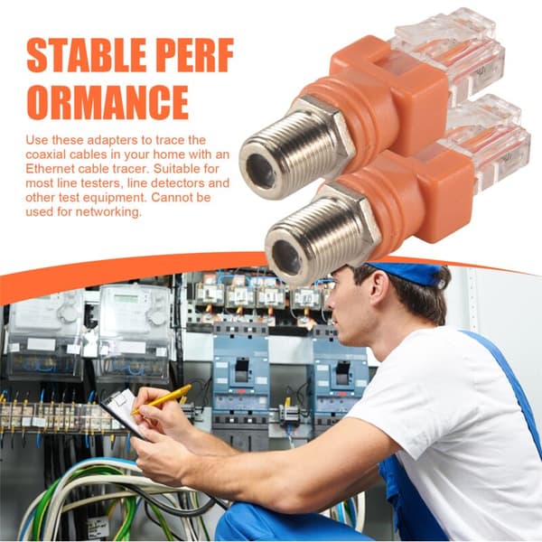 Koaksial til Ethernet-adapter, 4-pakning RF koaksial F til RJ45 hann-omformer for linjetester