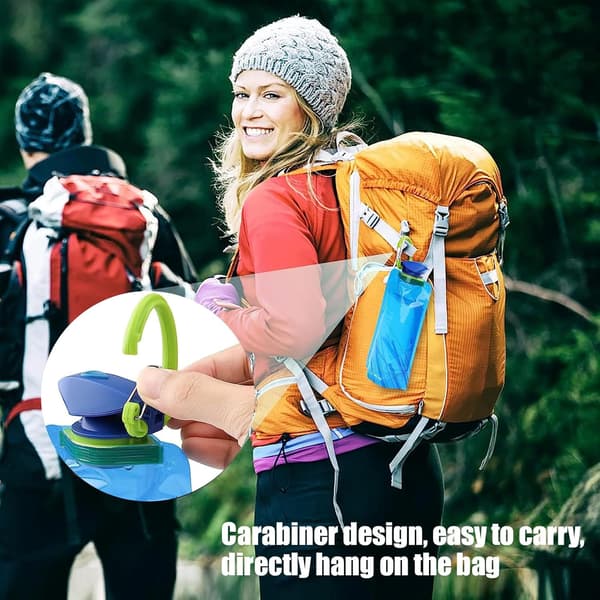 Set of 2 Foldable Water Bottles, 700ml Reusable Soft Flasks with Hooks, Portable Sports Water Bottles