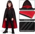 Halloweenkostume - Vendbar Vampyrkappe til Børn med Hætte, Perfekt til Udklædning og Fester (80cm) 80cm 80cm