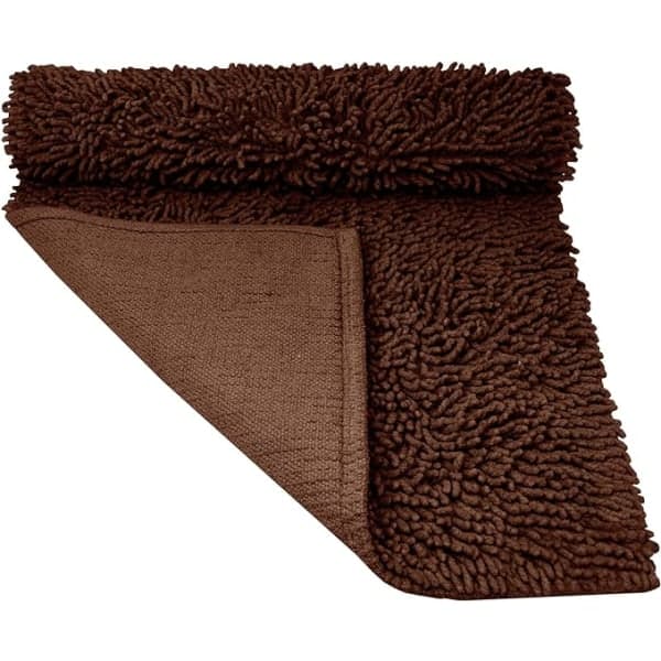 Badeværelsesmåtte Chenille mørkebrun, blød badeværelsesmåtte (50 x 80 cm) kaffe