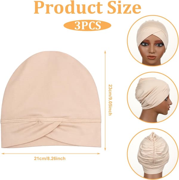 3 stk Hijab Undercap Ikke for kvinner Hvit, Svart,