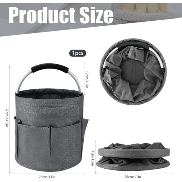 (pow yeah!) Cleaning Basket with Handle, Foldable Multi-Pocket Tool Bag, Carry Bag Suitable for Home and Garden