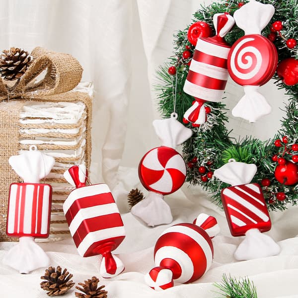 4 stk julepynt PVC malet glitter slik vedhæng 16CM juletræspynt festpynt