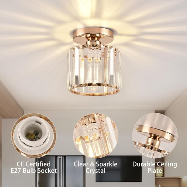Elegant Guld LED Taklampa med Kristallaccenter för Sovrum & Kök [JUN]
