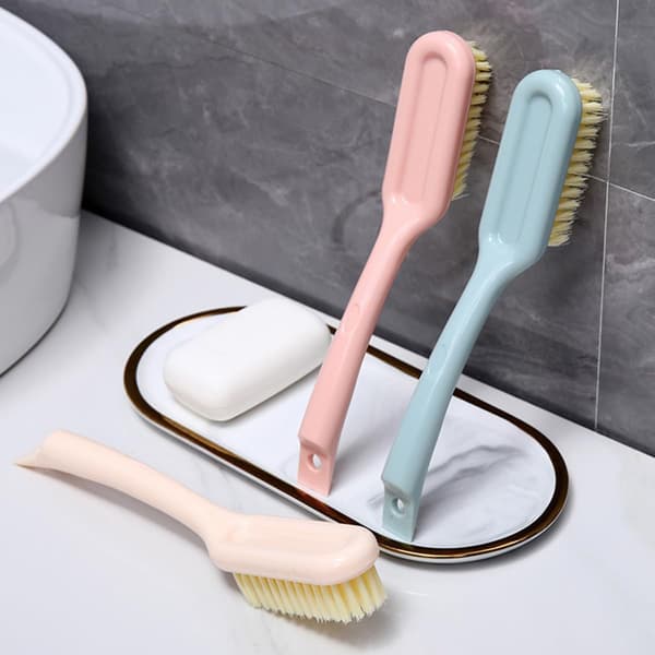 Blue shoe brush with soft bristles and long handle for cleaning C