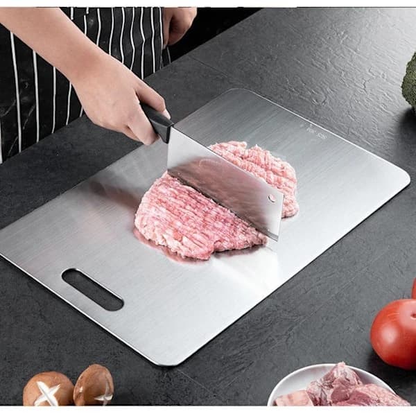 (Pow yeah!) Titanium Cutting Board, Stainless Steel Cutting Board, Double-Sided Titanium for Cutting Meat, Fruit Cutting Board, 34x23cm