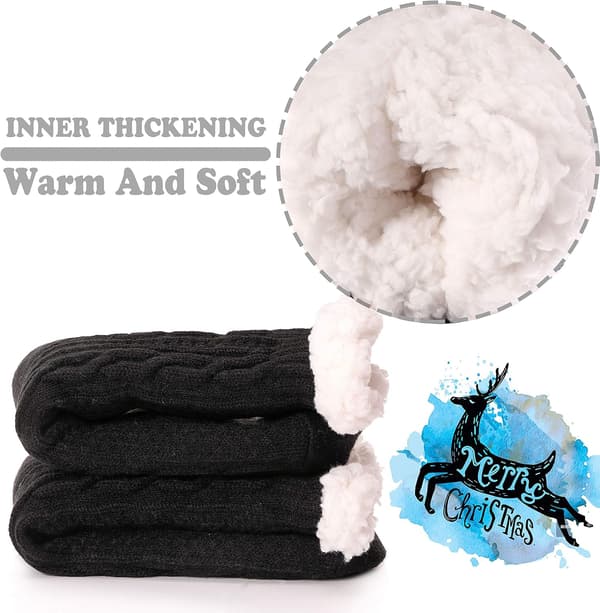 Tøffelstrømper for kvinner, myke, fluffy, koselige vinterstrømper i fleece Black
