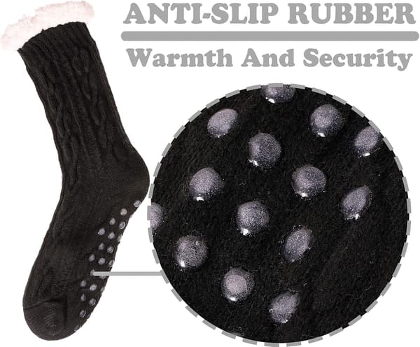 Dam Toffelstrumpor Fuzzy Fluffiga Mysiga Stugstrumpor Vinterfleece Mjuka Black