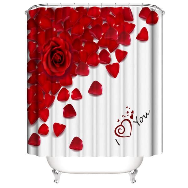 Valentinsdag bruseforhæng 150*180 cm, bruseforhæng