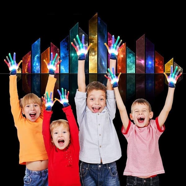 21cm Glowing LED Gloves, 1 Pair Multi-Color LED Gloves, Flashing Gloves, Blinking Sk