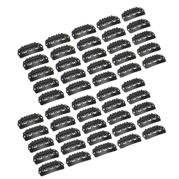 50 stk. Hårparykclips Rustfrit Stål U-form 6 Tænder Hårforlængerclips Sort 2,8 cm