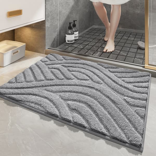 (Grå) Farve G Absorberende bademåtte 40x60cm, skridsikker badeværelsesmåtte,