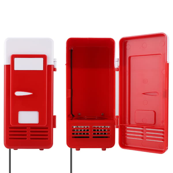 PC USB Mini Jääkaappi Juomatölkin Jäähdytin Lämmitin Punainen