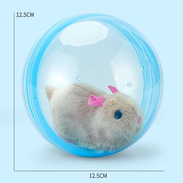 Interactive Cat Toy Ball, Automatic Rolling Pet Toy with Plush Hamster for Cats and Small Pets Small rabbit + blue ball Small rabbit + blue ball