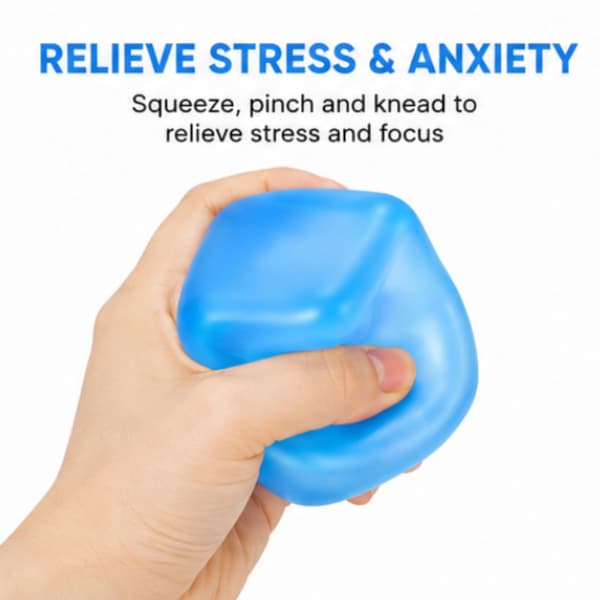Squishy Ice Cube Fidget Legetøj Stressaflastende Sensorisk Klemmelegetøj | Klar Blød TPR Silikone til Børn og Voksne (1 stk Blå) 1 stk Blå 1 Pcs Blue