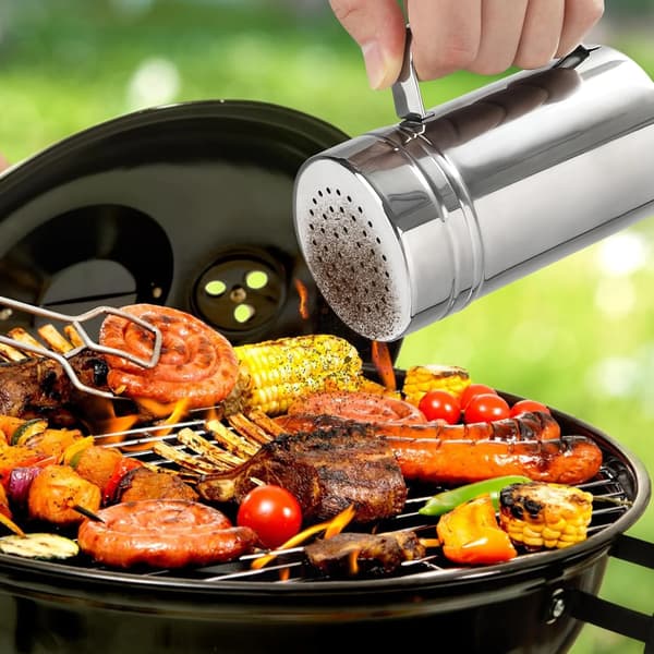 2-pack Stainless Steel Salt and Pepper Shakers with Handle and Spice Lid for Kitchen and Dining, 400 ml