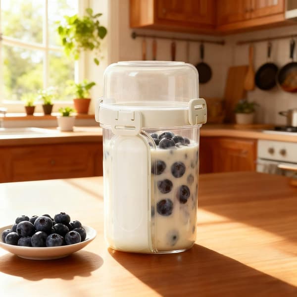 3-pack 828 ml Reusable Yogurt Cups - Leak-Proof Containers for Overnight Oats with Topping Compartment & Spoon, Lunch Boxes for Salad, Fruit, Snacks