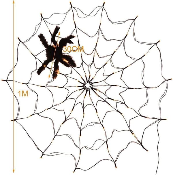 Spindelvev Halloween-dekorasjoner, Halloween Svart Spindelvev Lig