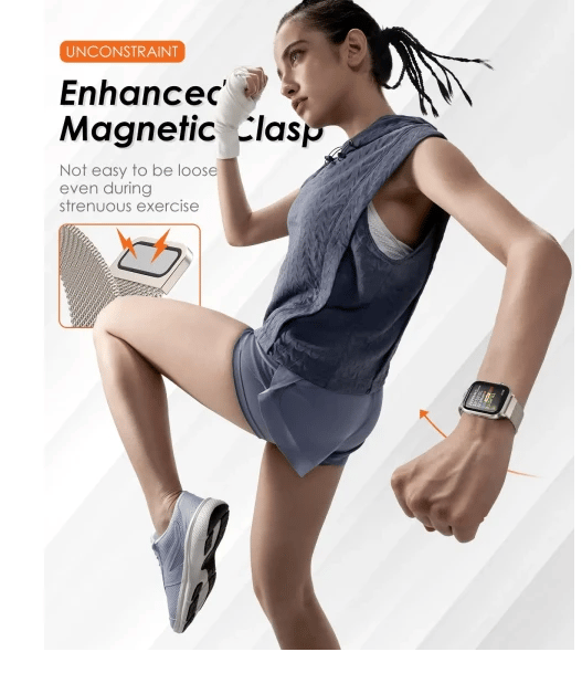 Milanese Loop-rem i rustfrit stål til Apple Watch med magnetisk spænde - 38/40/41 (med kontakt) - Starlight + Sort 38/40/41mm 38/40/41mm