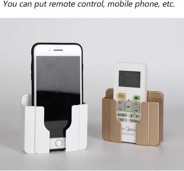 Self-adhesive storage boxes for remote control and mobile phone holder - 4 pcs