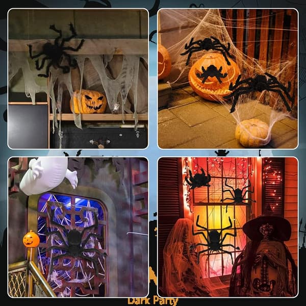 Halloween Edderkopp, 3 STK Kjempe Skummel Halloween Edderkopp, 75cm, 60cm,