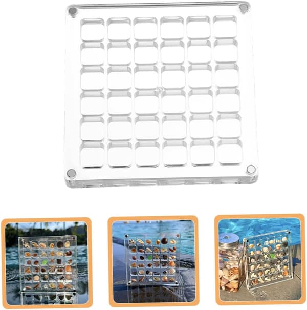 2 stk akrylskalldisplayboks med 36 rom, snegleholder