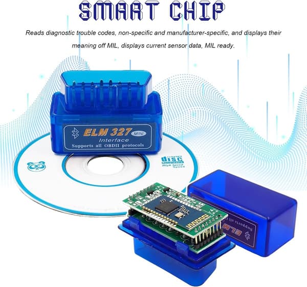 2 STK ELM327 OBDⅡ Bildiagnoseskanner, Mini OBDII Profesjonelt Bluetooth Skanningsverktøy og Kodeavleser, Trådløst Grensesnitt OBD2 for Android iOS 2PCS
