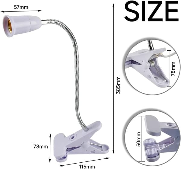 E27 Clamp Lamp 2 pcs 45W Desk Lamp with Switch Flexible E27 Clamp Lamp, Adjustable 360° Gooseneck