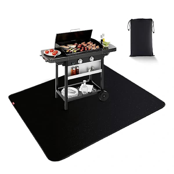 Fire Pit Mat, Black Floor Protection Mat for Outdoor Grill, Smoker