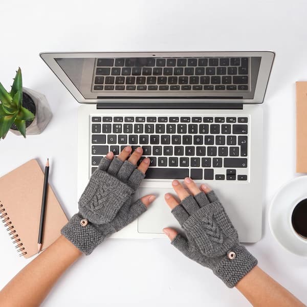 2 par vinter USB-opvarmede handsker, fingerløse håndvarmere, elektrisk opvarmning med knapvanter, sort, lysegrå Black,light Gray