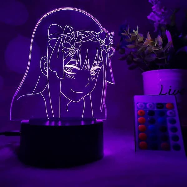 3D LED Natlys, Tegneseriefigur 02, Illusionslampe, 7 Farver Dekorative Lamper - Perfekt Gave (02-1)