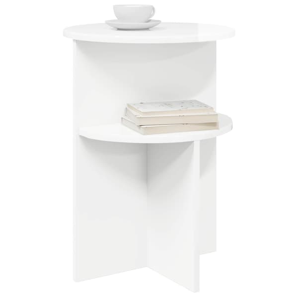 Sidebord hvid højglans Ø 39,5 x 55 cm konstrueret træ