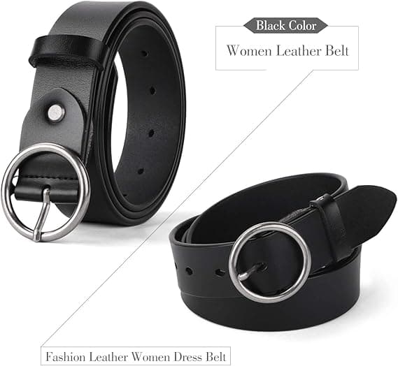 Dame Casual Kjole Bælte Mode Læderbælte med O-Ring Spænde