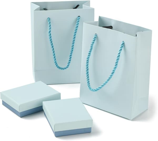 2-pack blå presentförpackningar bärväskor set | 1,1 tum blå Blue-size3