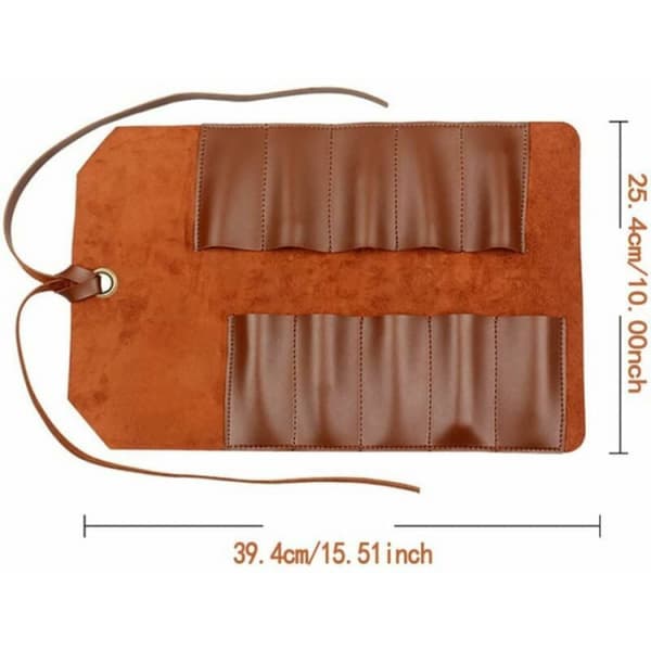 Værktøjsrulle Læderpose Pung 10 Rum Multi-bruger Organizer Wrap
