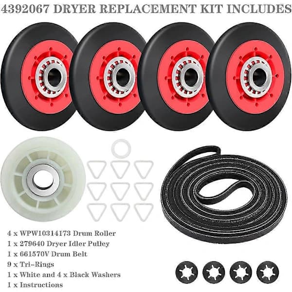 4392067 Dryer Repair Kit for , , , Dryer Includes WPW10314173 Drum Roller As Shown