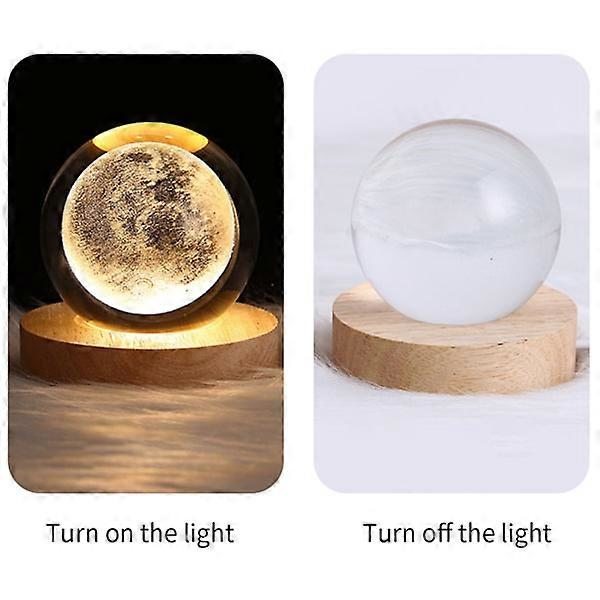 3D Krystall LED Lys Solsystem Kule Planet Nattlampe Saturn