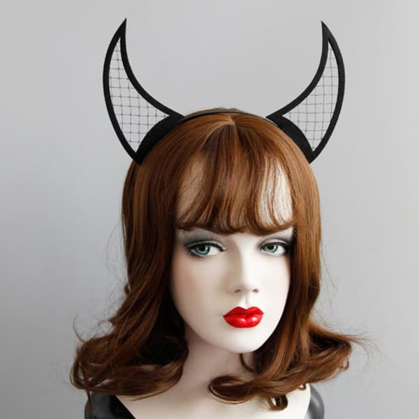Halloween Djævlehorn Hårbånd til Cosplay Fest, Sort Stof